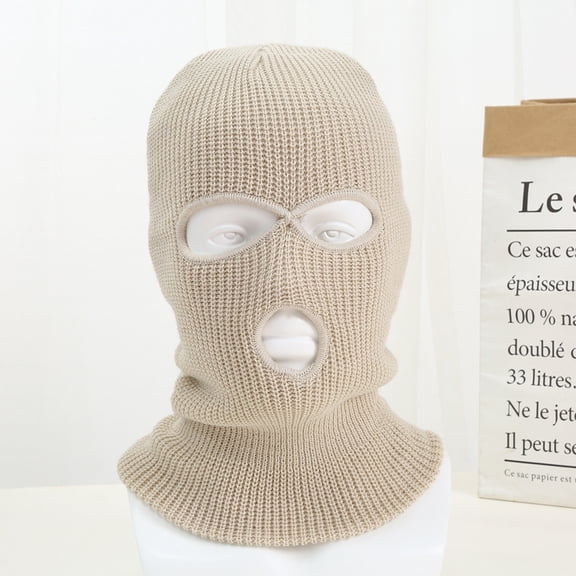 Knitted Face Mask, Winter Full Face Mask Cover for Winter Outdoor Sports-khaki-Winter Hat Ski Snowboard Unisex