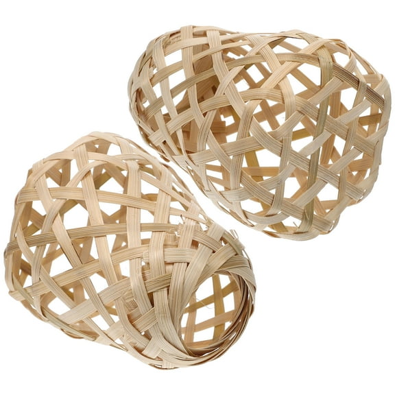 Raindrops Bamboo Lamp Shade for Table Floor or Pendant Light Khaki Color and Decorative 2 Pieces