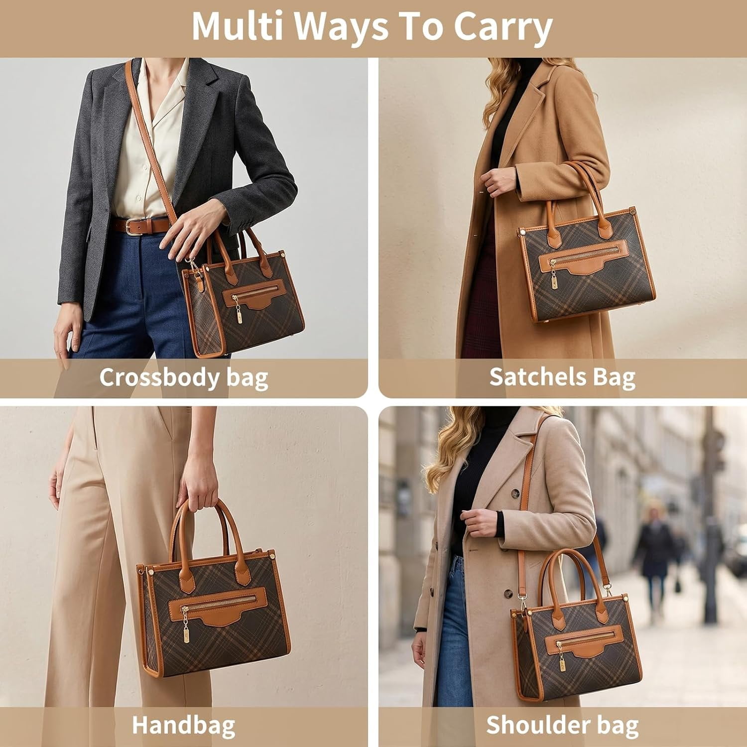 Purses and Handbags for Women, 3 count Women's Handbags Fashion PU Leather, Tote  Top Handle Satchel Purse Bags