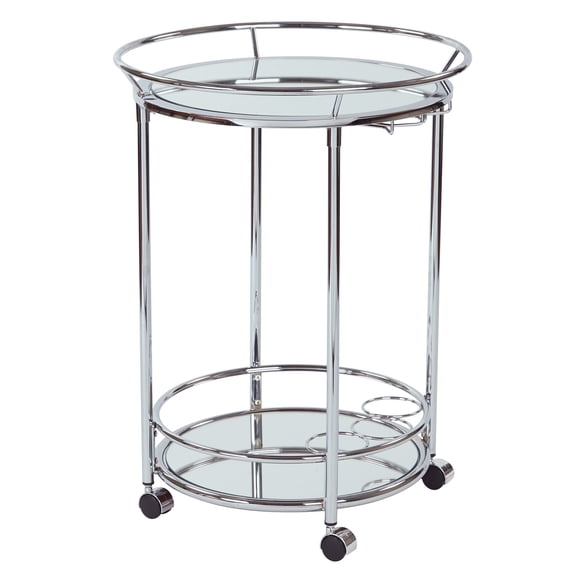 OSP Home Furnishings Rose Serving Cart with Chrome Finish