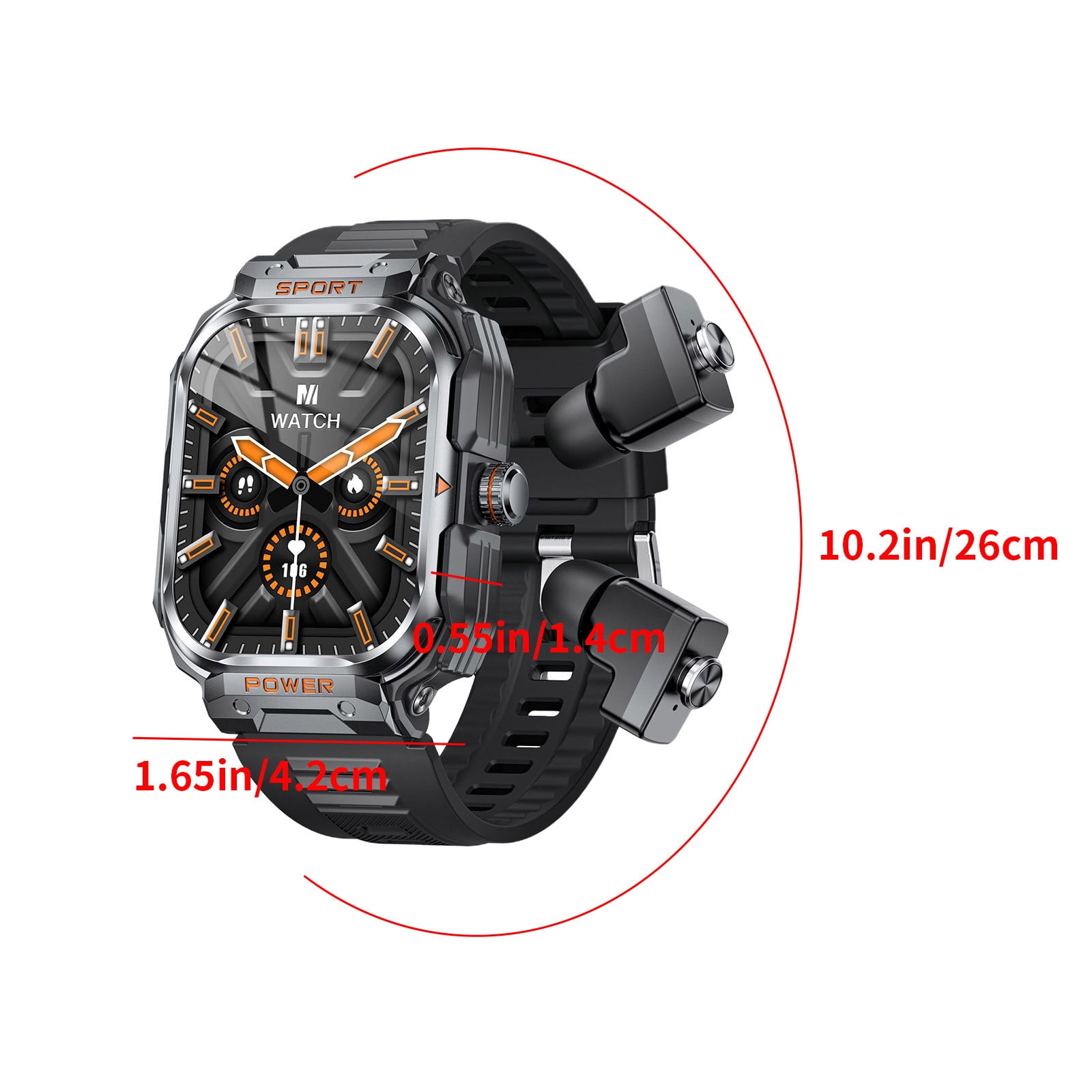 Hwkond Men's Smart Watches, Smart Sports Watch Watch Headphones 2 In 1 Smart Watch Bluetooth Call Music Control NFC Multi Sport Mode 2.01 HD Large Screen Support Wireless Call(Black)