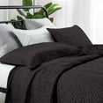 thumbnail image 4 of Satin King Quilt Coverlet Bed Set, 3 Pieces Geometric Pattern Quilted Bedspread, Black, 4 of 6