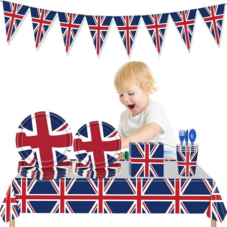 

Union Jack Tableware Union Jack Tablecloth/Paper Plates/ Napkins / Cups / Spoons / Fork / Triangle Flags Banner Dinnerware Queens