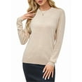 thumbnail image 3 of Women'S Wool Blend Classic Crew Neck Casual Fall Sweaters Cream White L, 3 of 9