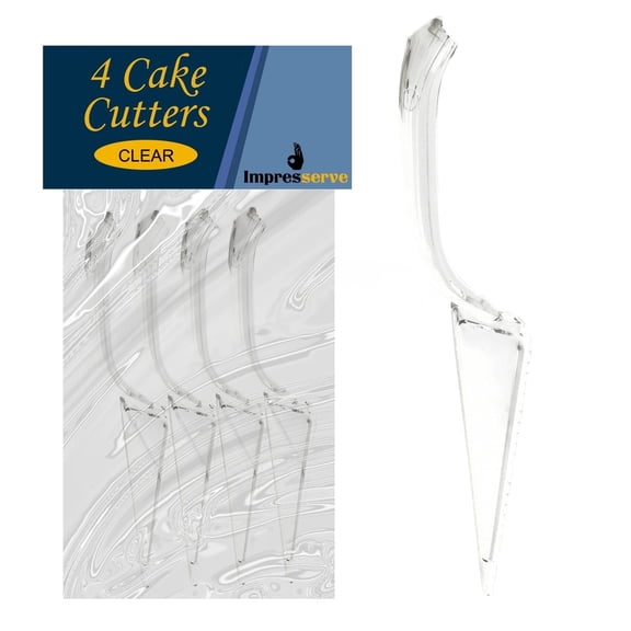 Impresserve [4 Pack] Disposable Clear Plastic Cake Cutters – Durable Dessert Slicer and Server for Cakes, Cheesecakes, and More
