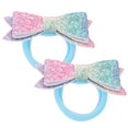 thumbnail image 5 of Ponytail Holders Elastic Hair Bows Multi Color Everyday Outfits Comfortable to Wear for Girls 2Set, 5 of 5