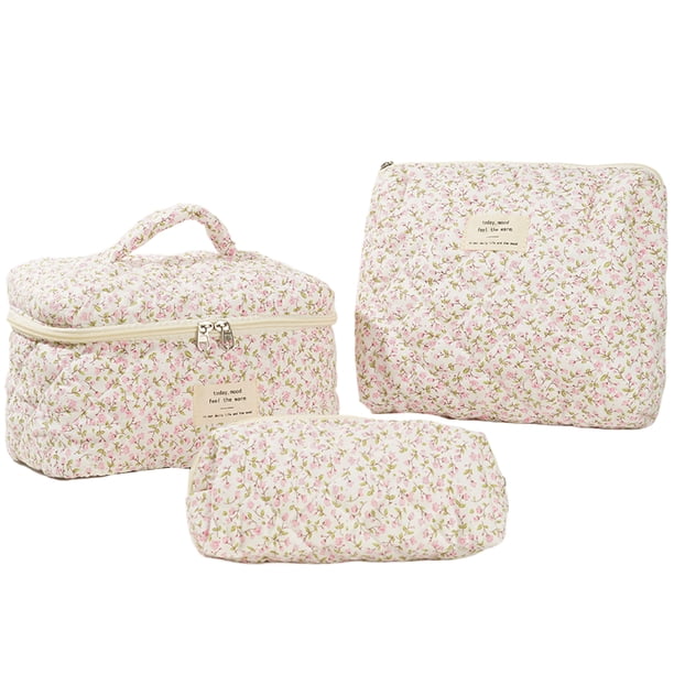 Bolsa de maquillaje acolchada para mujer bolsa de cosméticos estética bolsa de aseo bonita de gran capacidad