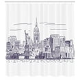 thumbnail image 3 of Ambesonne Panorama Shower Curtain, Sketchy NYC Island, 69"Wx70"L, Purple White, 3 of 3