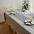 thumbnail image 2 of Cotton and Linen Cover Rectangular Tassel Tablecloth Wrinkle-Free Dining Table, Used for Kitchen Table Decoration, 2 of 6