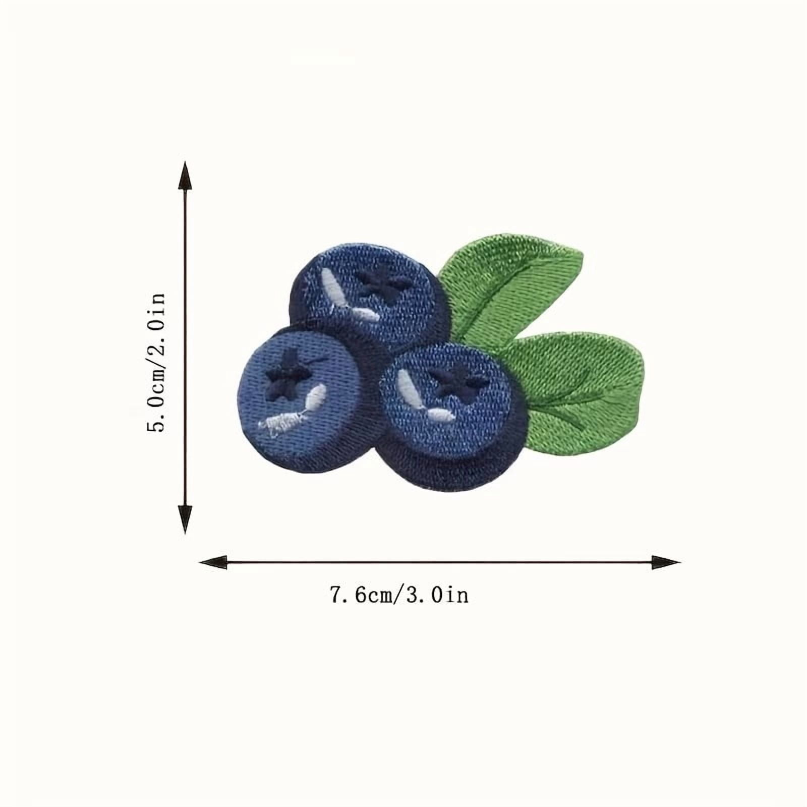 Blueberry Design Iron-On Emblem - Fruit Design Sewn Patch for Coats, Shirts, Backpacks, and Caps