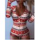 thumbnail image 1 of Nuevo pijama corto navideño de moda para mujer, mono de una pieza con botones y manga larga con estampado de letras, pijama para estar en casa, 1 of 4