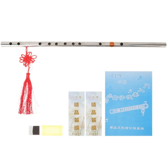 1 Set of Chinese Style Stainless Steel Flute Kids Adults Portable Flute for Beginner