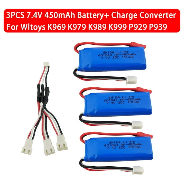 3PCS Battery With 3in1 Line For Wltoys K969 K979 K989 K999 P929 P939 RC Car