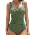 thumbnail image 1 of Top-kevin Solid Color Green One-Piece Swimsuit For Women Summer Beach, 1 of 10