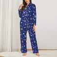 thumbnail image 2 of Sigee Golden Snowflakes Royal Blue for Women’s Pajama Sets Long-Sleeved Pjs Sets for Women 2 piece Sleepwear-Medium, 2 of 7