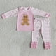 thumbnail image 2 of Conjunto de ropa de dormir para niños y niñas, ropa de dormir con bordado de pan de jengibre, pantalones de rayas rosas, pijamas para niños pequeños, venta al por mayor, 2 of 4