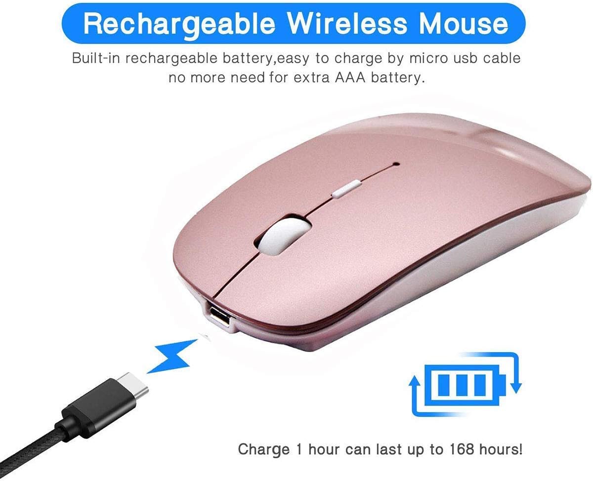 Bluetooth Mouse,Rechargeable Wireless Mouse for MacBook Pro/MacBook Air/Laptop/PC/Mac/iPad pro/Computer,Bluetooth 5.2 + 3.0 +2.4G USB Receiver