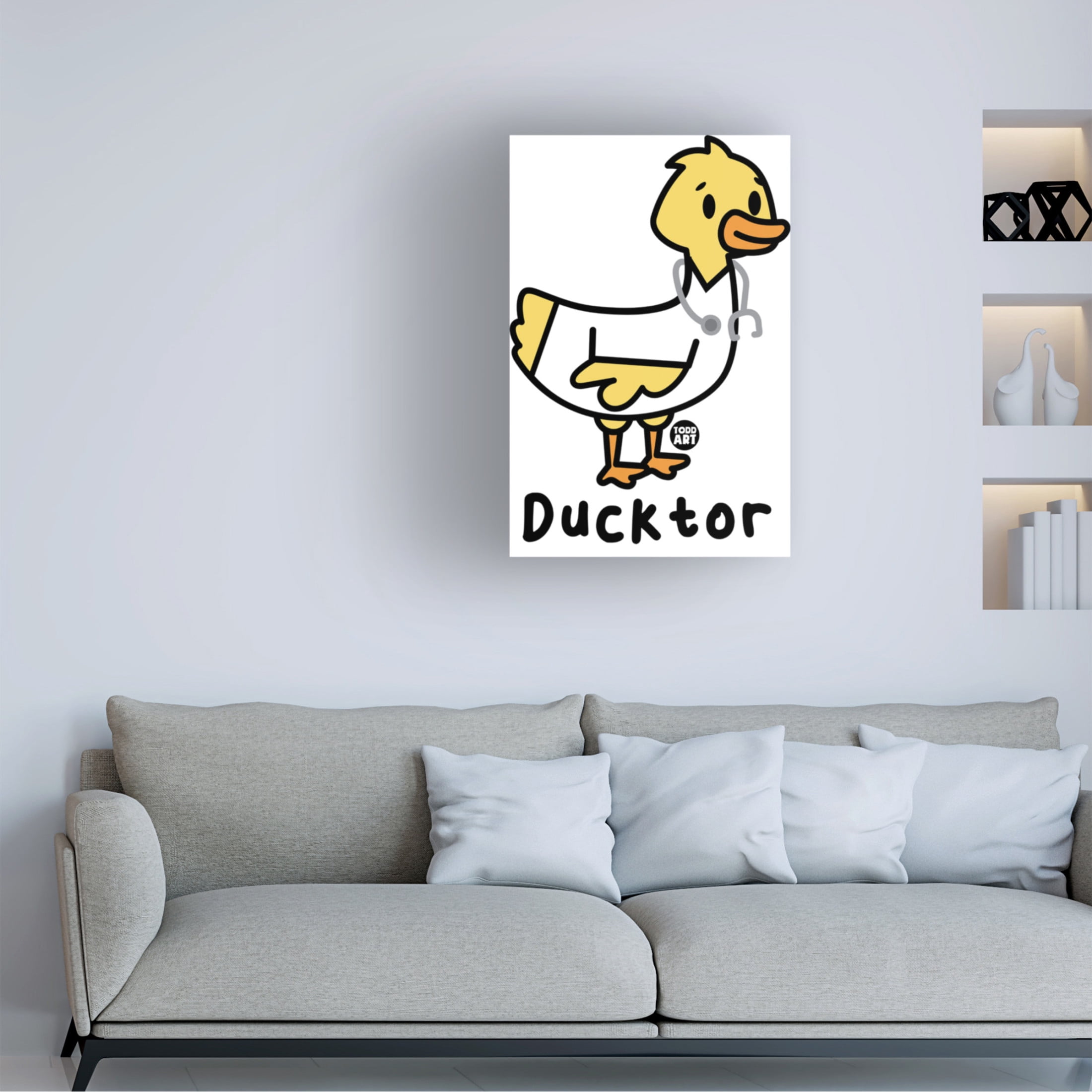 Canvas Wall Art - toddart 'Ducktor' Wall Art for Living Room, Bedroom, or Office Décor by Trademark Fine Art - 12 x 19 Inches