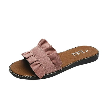 

ZTTD Women Slippers Ladies Flats Sandals Sandals for Outside Women Summer Shoes Roman Sandals Pink