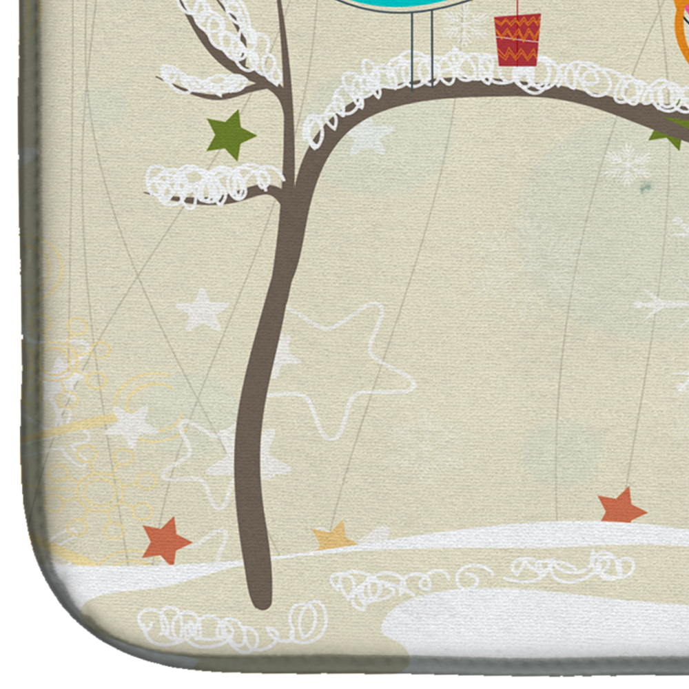 Christmas Presents between Friends Poodle Black Dish Drying Mat
