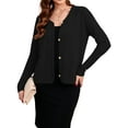 thumbnail image 5 of HOWCOME Soft Button-Up Cardigan for Women Lightweight Long Sleeve Thin Sweater, Dressy Shrugs for Dress,Black L, 5 of 6