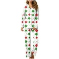 thumbnail image 2 of Uootdi Gift Christmas Long Sleeve Pajamas for Women Set Xmas Pajama Set 2-Piece Cozy Print PJs Button Up Ladies Sleepwear for Christmas, 2 of 7