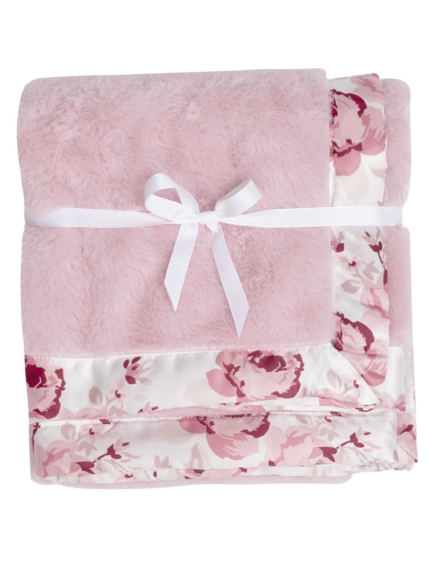 Modern Moments by Gerber Baby & Toddler Girl Plush Blanket with Satin Trim, Pink Roses