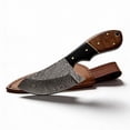 thumbnail image 2 of SANZ 6.5" Cat Skinner Knife With Horn & Walnut Handle, Damascus Steel Blade With Leather Sheath, 2 of 5