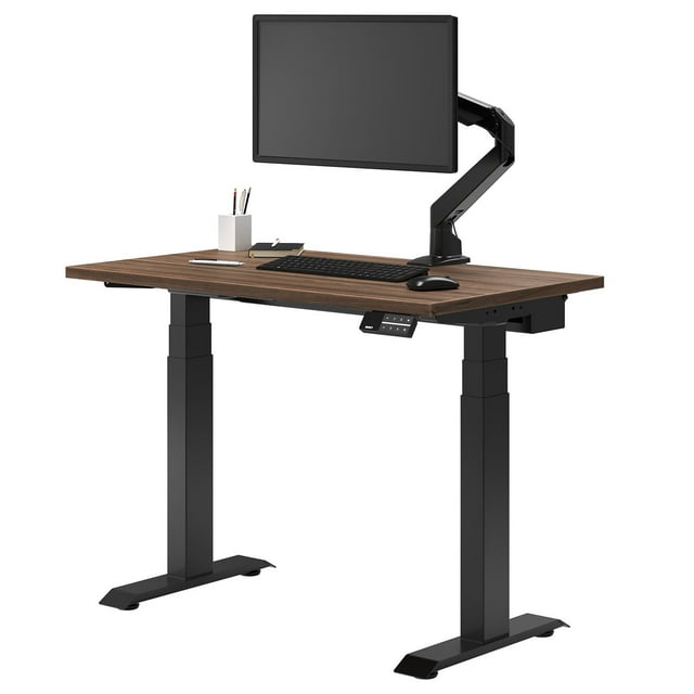Desky Mini à Double Position Assise-Debout - Jarrah Legno / 36 x 20 Pouces / Noir Mat