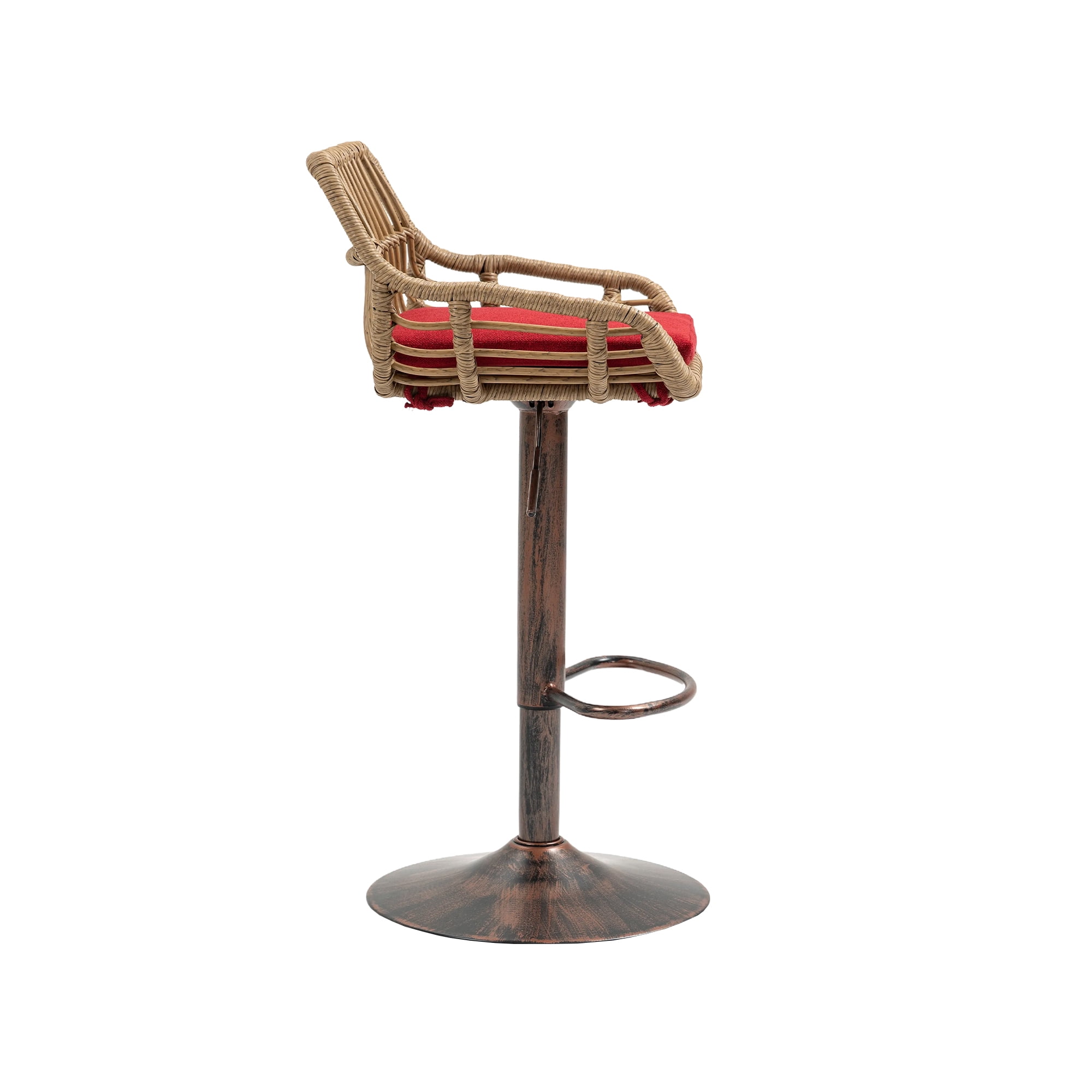 MAYEERTY Modern Swivel Bar Stools Set of 2 Adjustable Counter Height Chairs with Footrest for Kitchen, Dining Room (Red)