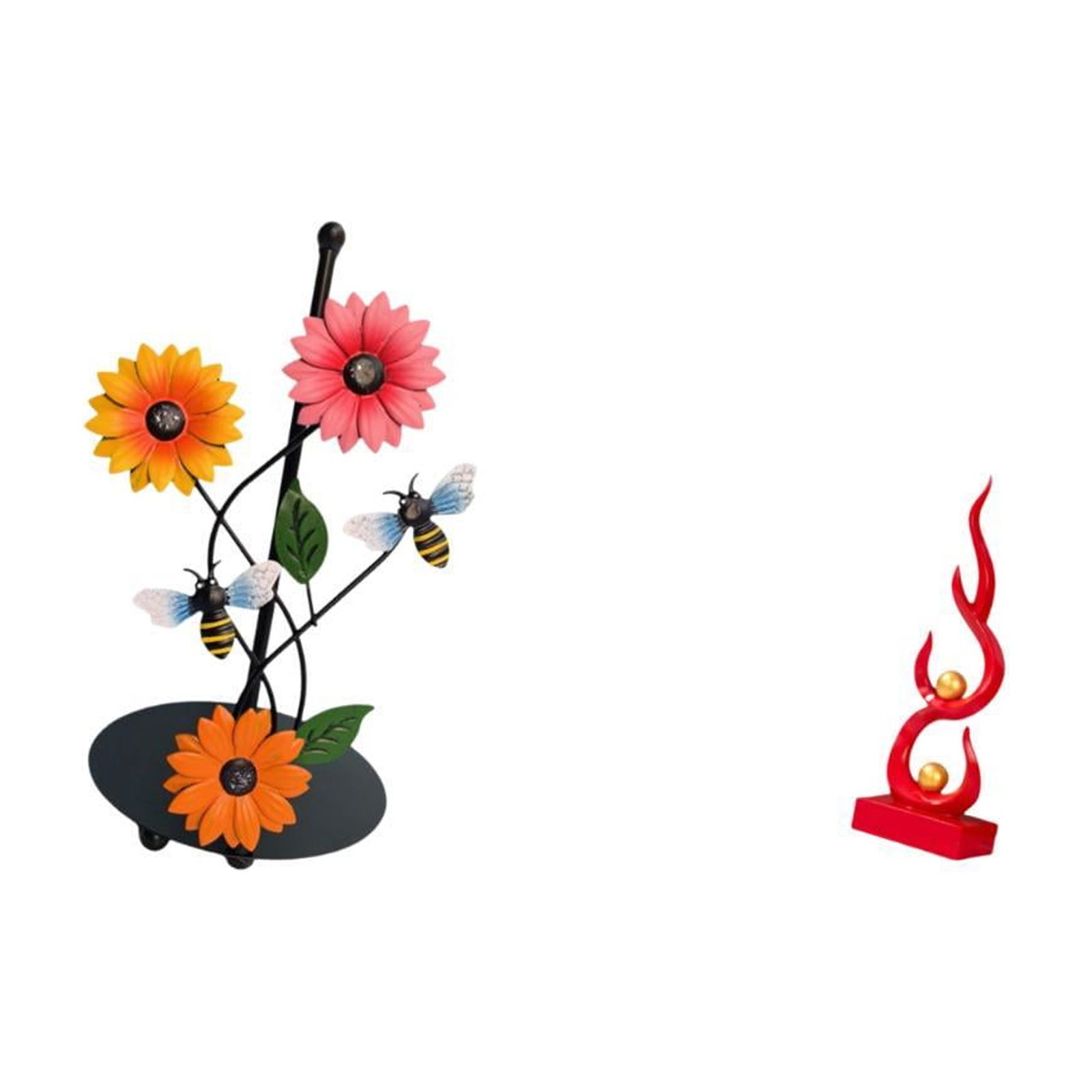 Fiocias Toilet Paper Holder Iron Resin Abstract Fire Sculpture Paper Towel Holder Countertop Modern Art Statue Ornament Sturdy Weighted Base Suitable for Kitc