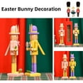 thumbnail image 4 of 12" Wooden Nutcracker Decorations, Easter Bunny Wooden Nutcracker Decor, Easter Nutcracker Figure, Indoor Decoration for Table, Spring Decor for Home, Rabbit Figuring Nutcracker Ornament (Pink), 4 of 8