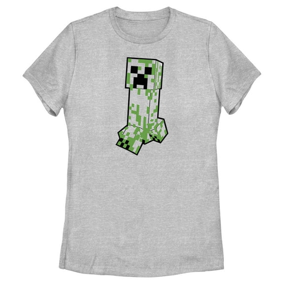 Women's Minecraft Creeper Creepin' Large  Graphic Tee Athletic Heather X Large