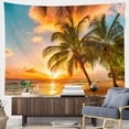 thumbnail image 2 of Tropical Palm Tree Beach Sunset Tapestry, Coastal Ocean Sunset Wall Hanging, Nature Landscape Art Decor for Bedroom Living Room Dorm, 60x80inch, 2 of 7