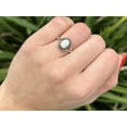 thumbnail image 2 of Oval Rope Beaded Oxidized Split Shank Blue Opal Ring White Tone 925 Sterling Silver, Size 9, 2 of 7