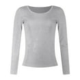 thumbnail image 4 of idosla Women's Long Sleeve Scoop Neck Shirts Casual Slim Fit Rib Knit Tops Summer Fall Basic Business Work Tee (Light Gray, XL), 4 of 6