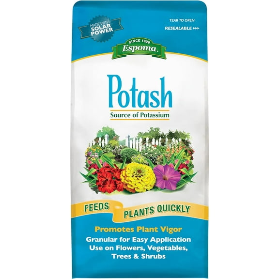 Espoma Potash 0-0-60 Potassium Fertilizer. Use for All Plants requiring Potash Supplement Including Trees, Shrubs, Vegetables and Flowers. Granular for Easy Application. 6 lb. Bag