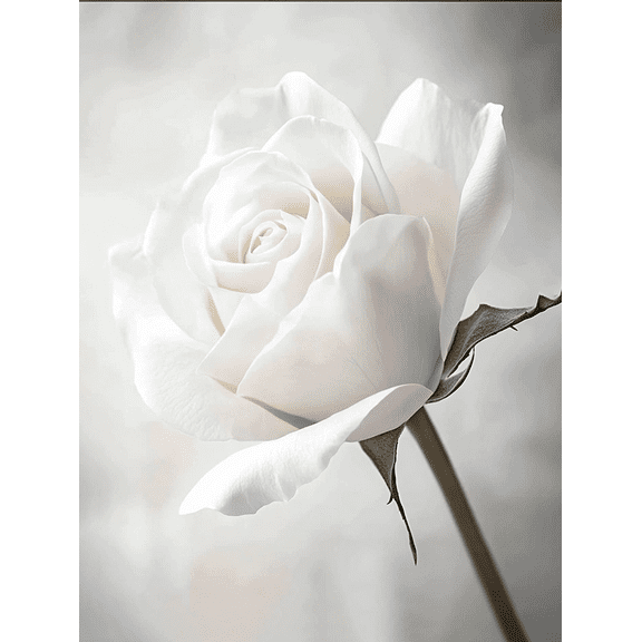 Elegant White Rose Canvas Print/Wall Art, Suitable for Living Room, Bedroom, Bathroom, Office, and Hallway Decoration.
