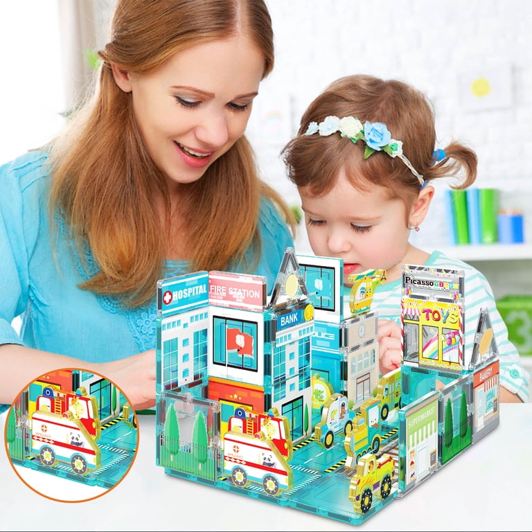 PicassoTiles Metro City Vehicle Magnetic Tile Set 8 Pieces photo 7