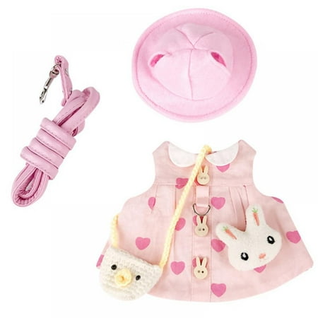 Magazine Rabbit Bunny Dress Bunny Easter Costume with Leash Hat Mini Bag Harness Leash Small Pet Accessory