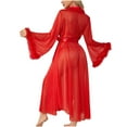 thumbnail image 3 of uublik Womens Bathrobe Soft Nightdress Bathrobe Nightgown Breathable Pajamas for Women Red, 3 of 6
