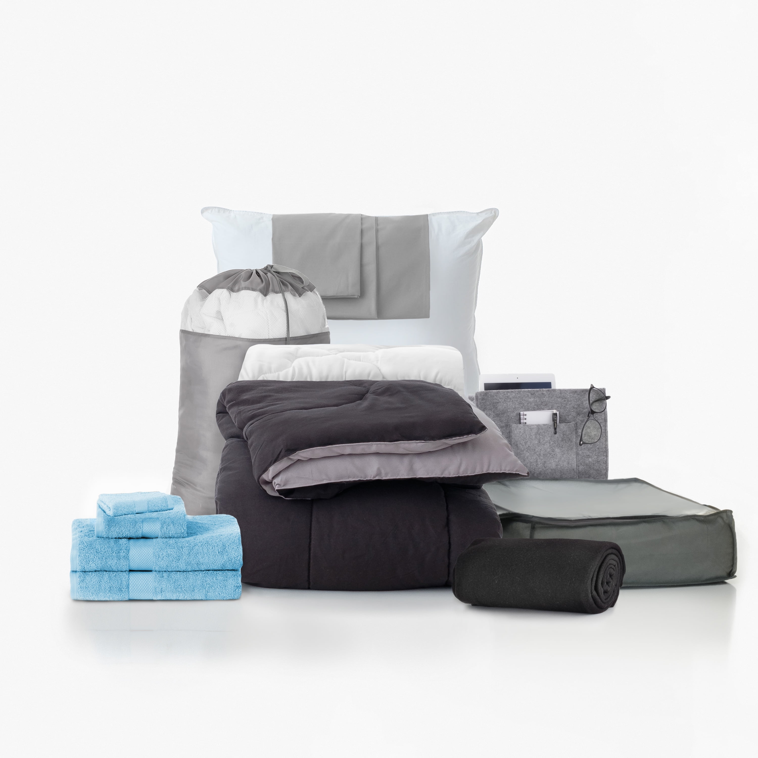 16Piece BacktoCollege Dorm Essentials Value Pack in Black and Gray