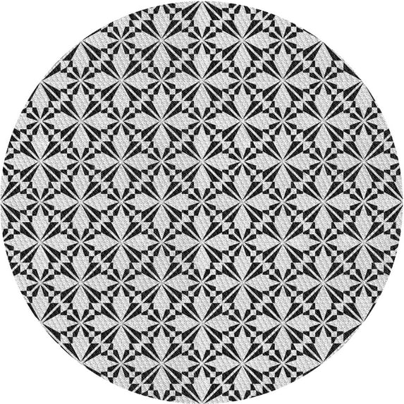 Ahgly Company Indoor Round Patterned Platinum Gray Area Rugs, 7' Round