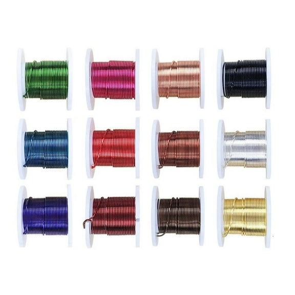 WINDLAND Garden and Jewelry Brass Wire 12 Gauge Vibranting Color 12 Roll Pack Set