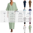 thumbnail image 2 of Iyufng Loungewear Maxi Dresses for Women V-Neck Solid Color Mid Sleeve Button Down Dress and Pockets, 2 of 6