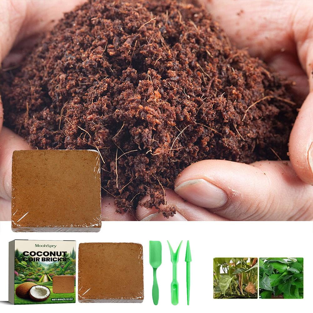 Coir Fiber Soil Brick, 3.93x3.93x0.39 in, Promotes Healthy Plant Growth with Superior Water Retention, Ideal for Indoor Pots and Outdoor Garden Beds