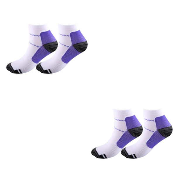 Minnieouse 2 paquetes/lote de calcetines de compresión para mujer cómodos y de apoyo para aliviar los pies, calcetines de compresión morados púrpura L/XL 2Conjunto