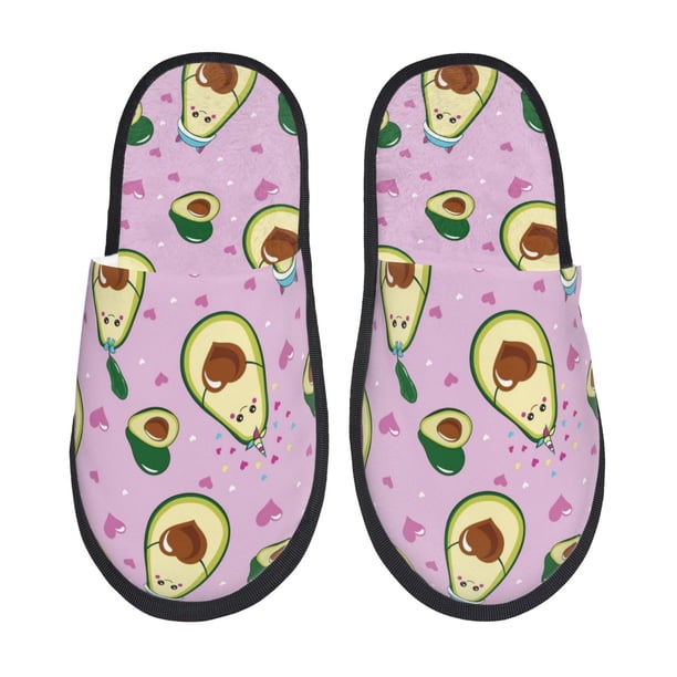 Fotbe Different Avocados Pantuflas Peludas para Mujer con Estampado, Zapatillas de Peluche, Zapatos de Invierno para Casa, Uso Interior y Exterior-Medium