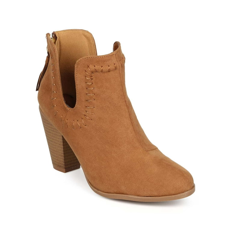 Qupid Nixon 10 Suede Almond Toe Western Ankle Cutout Bootie Black Size 5.5 Walmart