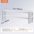 thumbnail image 5 of VEVOR Double Overshelf, Double Tier Stainless Steel Overshelf, 12 x 72 Inch Double Deck Overshelf, Height Adjustable Overshelf Prep Work Table for Kitchen, Restaurant and Workshop, 5 of 9